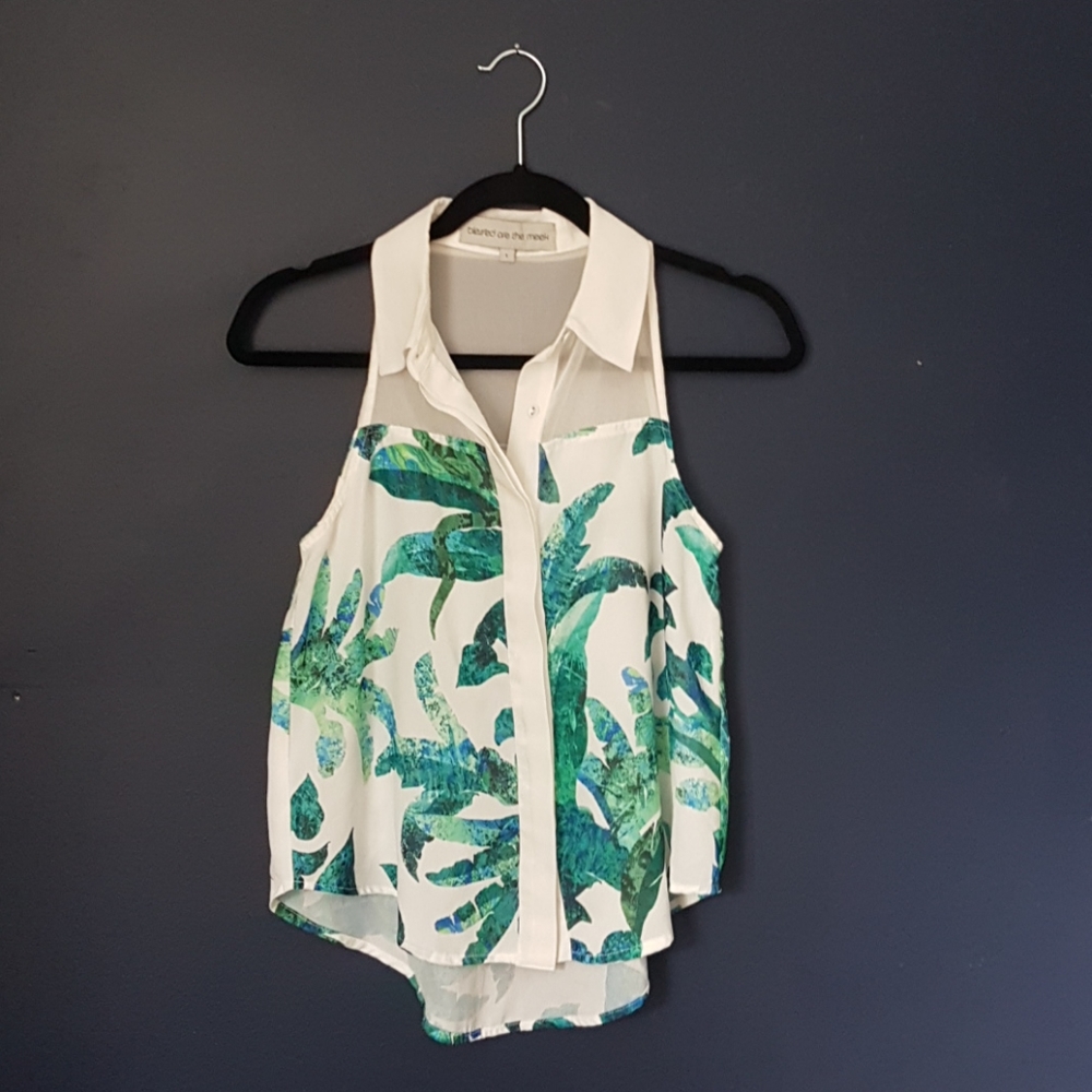 Blessed are the Meek button up tank